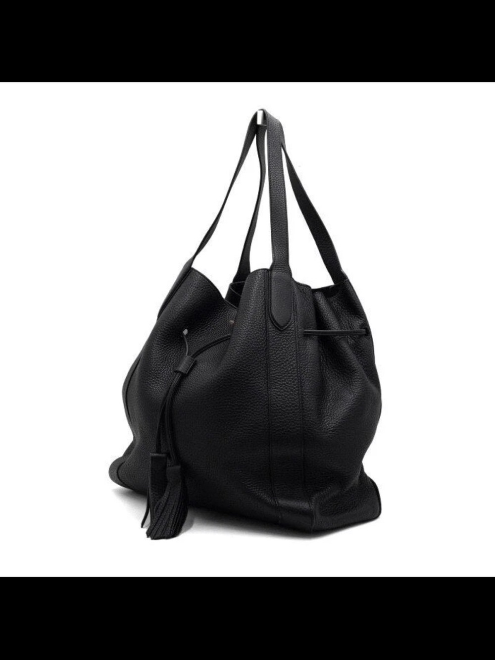 Mulberry Black Pebbled Leather Tassel Hobo Shoulder Bag - Picture 2 of 11